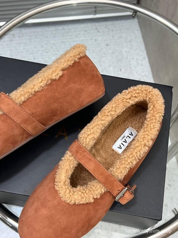 Alaia Fall/Winter 2025 Wool Mary Jane Ballet Flats - KFY00310