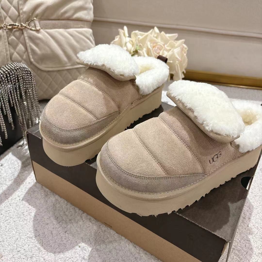 UGG 2025SS Michelin Caterpillar Slippers with Turned Fur Collar - LY00