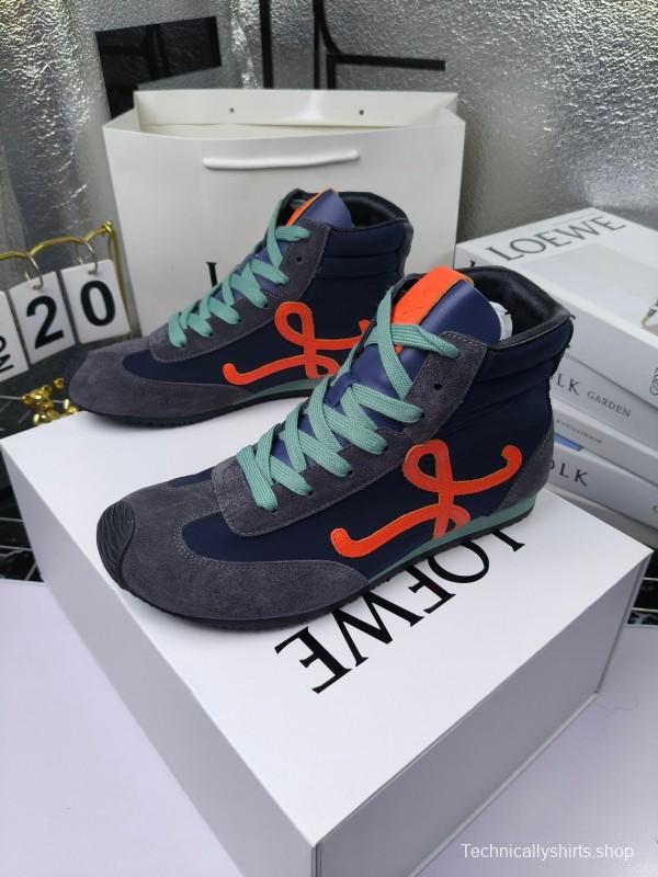 LOEWE High-Top German Training Sneakers Retro Fashion Casual White Shoes - LY00330