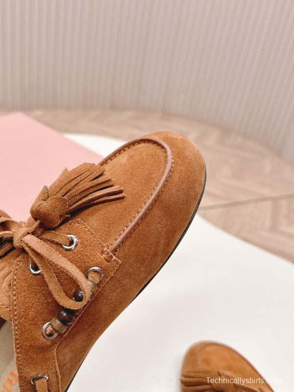 Miu Miu Fall/Winter 2025 Tassel Loafer Mule with Bead Accents - LY00320