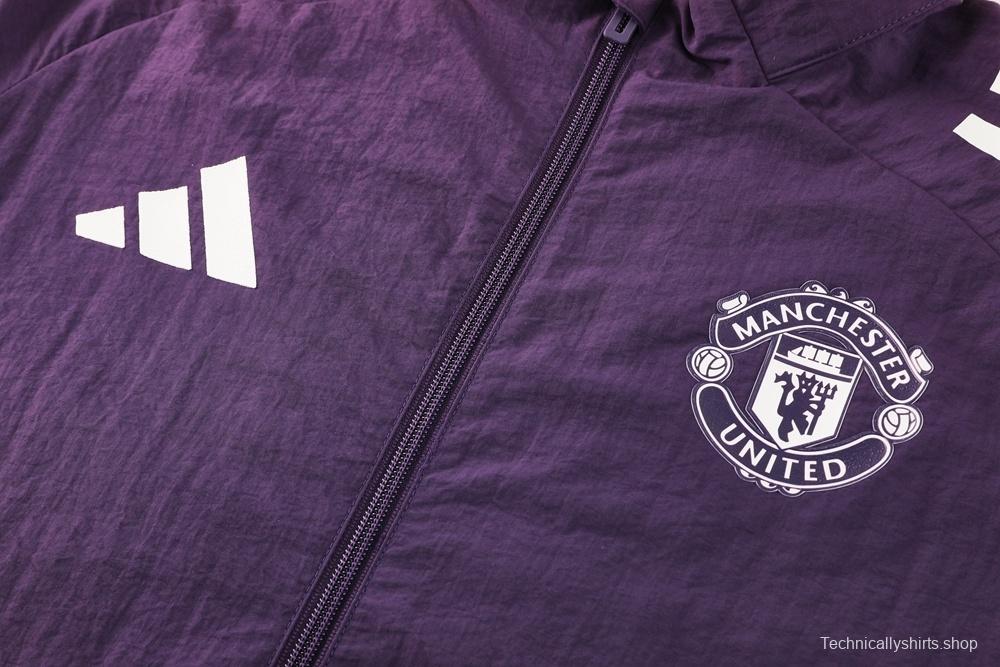 25/26 Manchester United Purple S-2XL Half Zipper Jacket+Long Pants