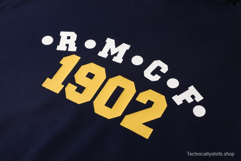 25/26 Real Madrid Royal Blue Half Zipper Jacket+Long Pants S-2XL