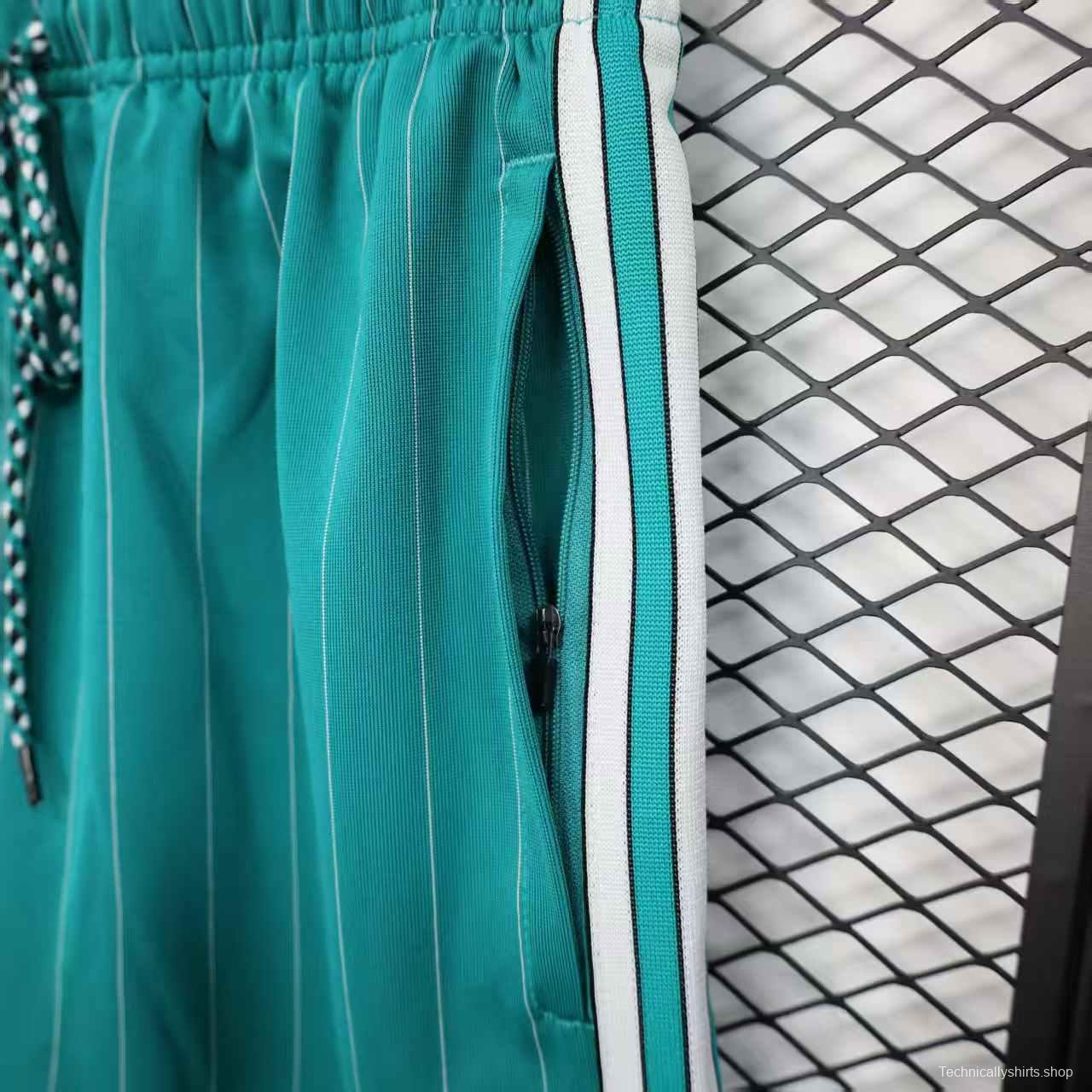 25/26 Liverpool Adidas Original Green with Teal Pinstripes Shorts