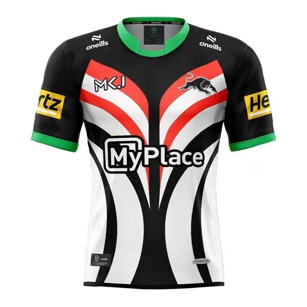 25/26 South Sydney Rabbitohs White with Red, Green and Black Abstract Stripes Jersey