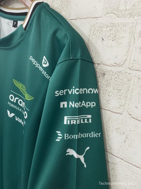 2025 F1 Aston Martin Aramco F1 Team Dark Green with Gold Trim Jersey #14  Aramco