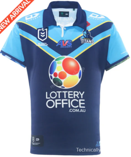 25/26 Gold Coast Titans Navy Blue with Sky Blue and Gold Chevrons Jersey
