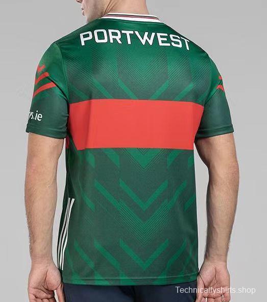 2026 Mayo GAA Green with Red Band and Chevron Pattern Jersey