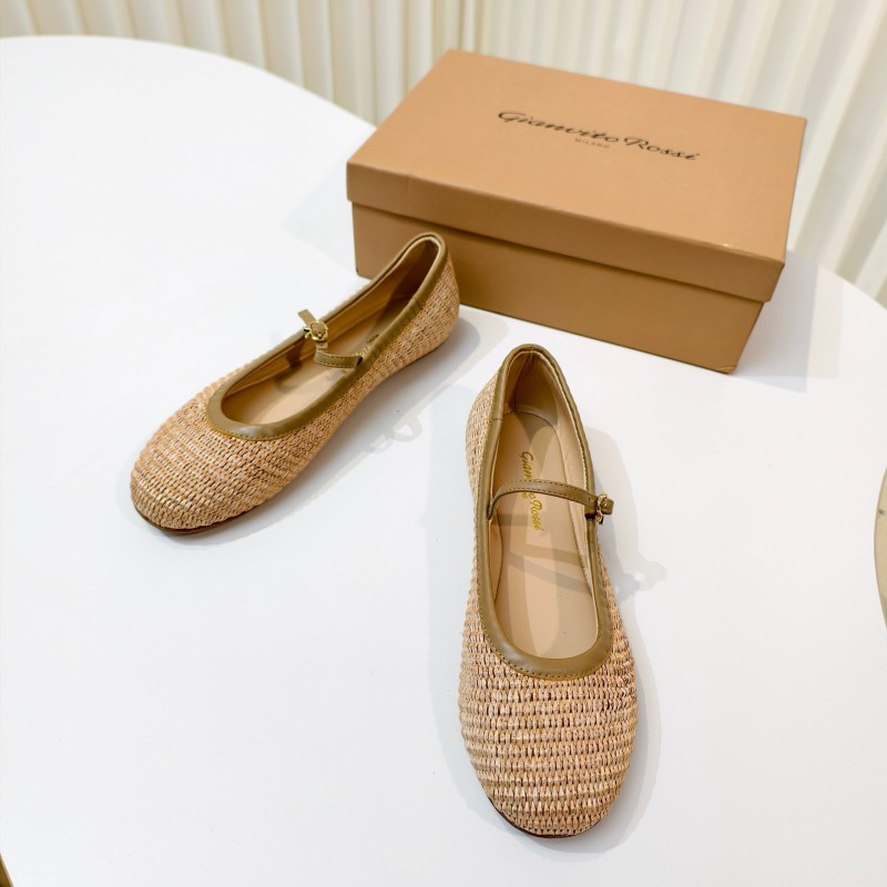 Gianvito Rossi Bohemian Style Flat Ballet Shoes 2025/ss