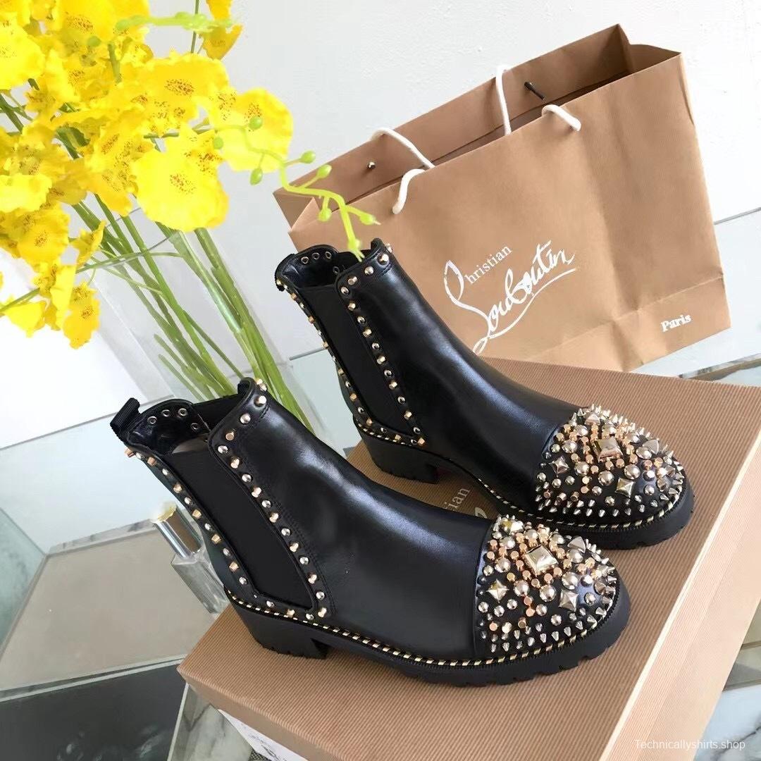 Christian Louboutin Fall/Winter 2025 Classic Ankle Boots with Studded Toe and Dual-Color Sole - LY00350