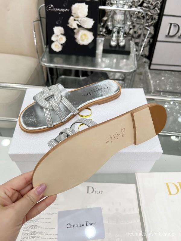 Dior D-Lane Sandals Hollow-out Monogram Flat Slides - LY00220/LY00260