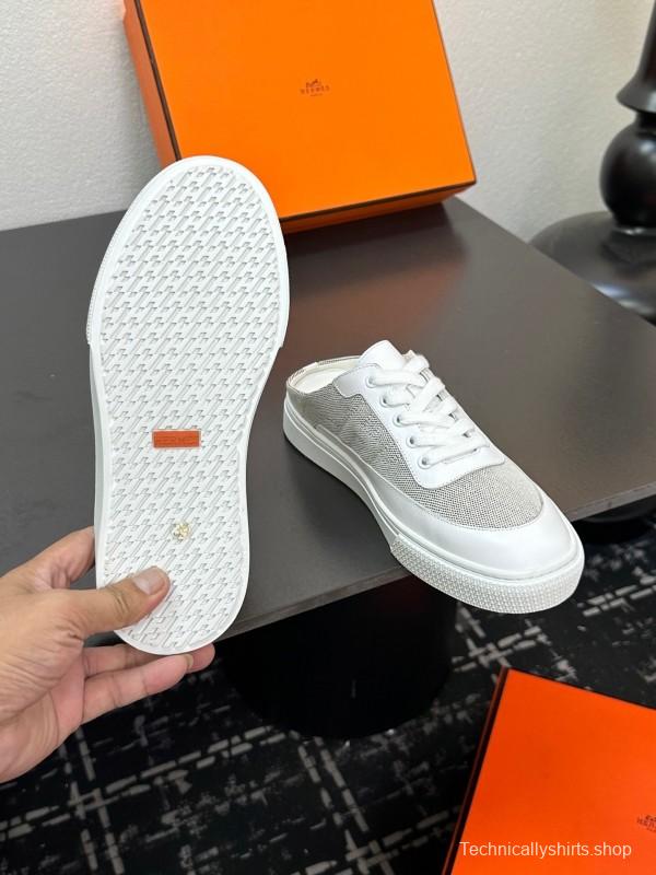 Hermes Deep Series Couple White Sneakers Casual Skate Shoes - AS00320