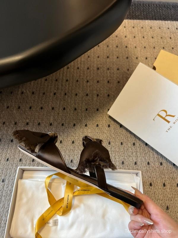 The Row 25ss Hand-Woven Bow Slippers - KFY00280