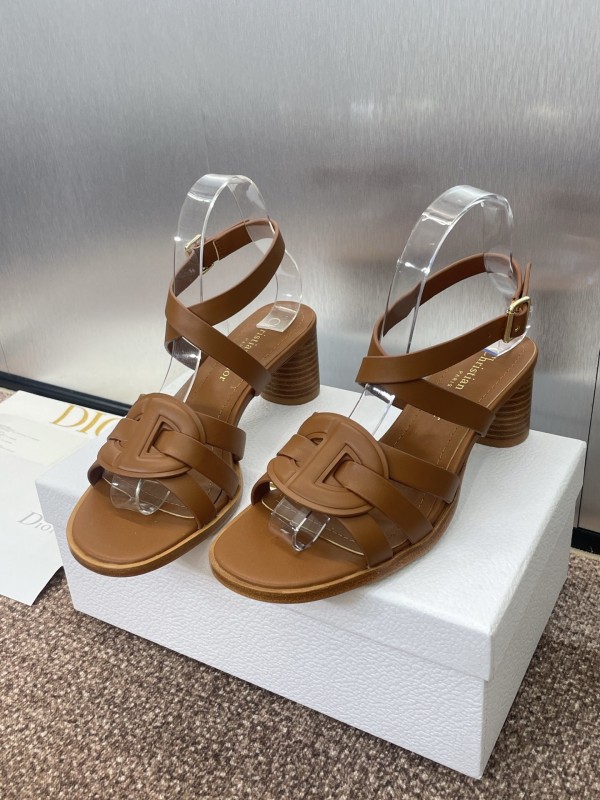 Dior D-Club Jelly Color Hollow Layered Cross Strap Mid Heel Women Shoes - KFY00290