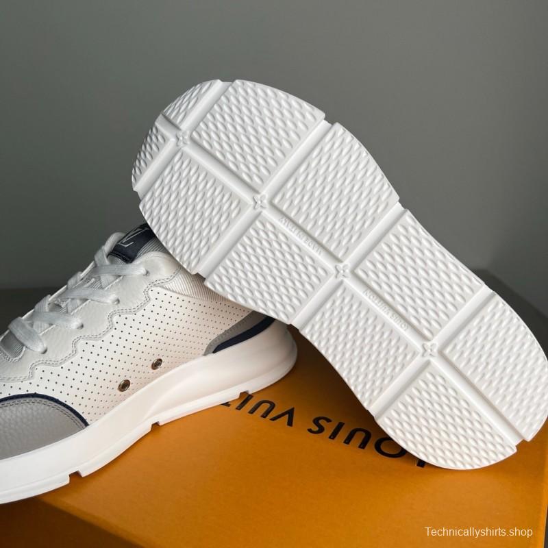 Lv Classic Leather Round Toe Lace-Up Low Top Casual Shoes - YC