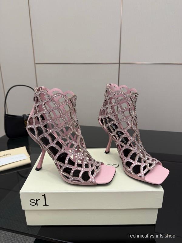 Sergio Rossi Mermaid Sandals 2025 SS Collection Elegant Fishnet High Heels - KFY00470