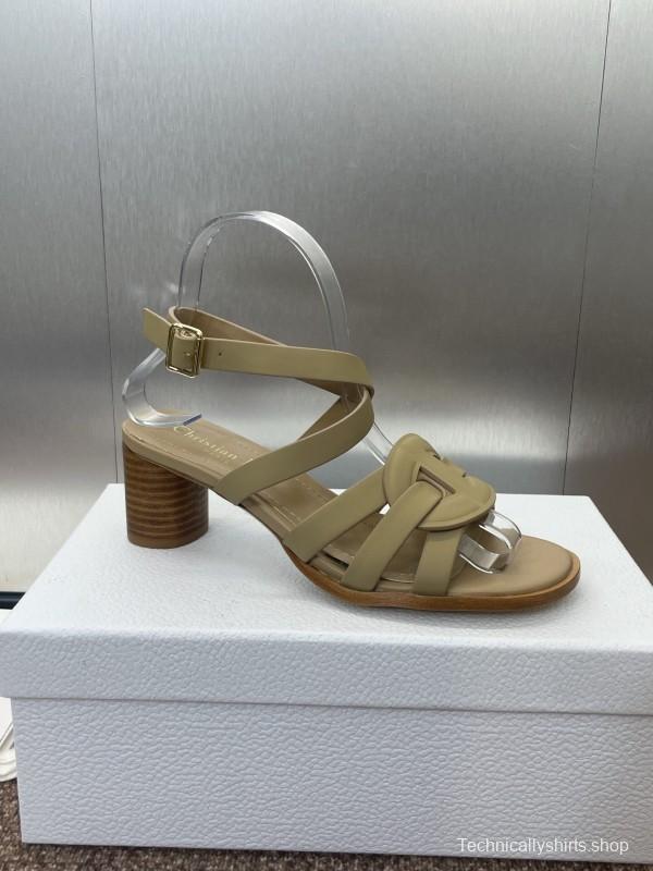 Dior D-Club Jelly Color Hollow Layered Cross Strap Mid Heel Women's Shoes - KFY00290