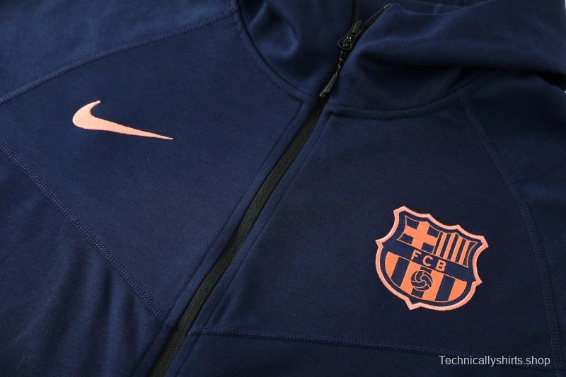 25/26 Barcelona 01 Royal Blue Hoodie Full Zipper Jacket+Long Pants
