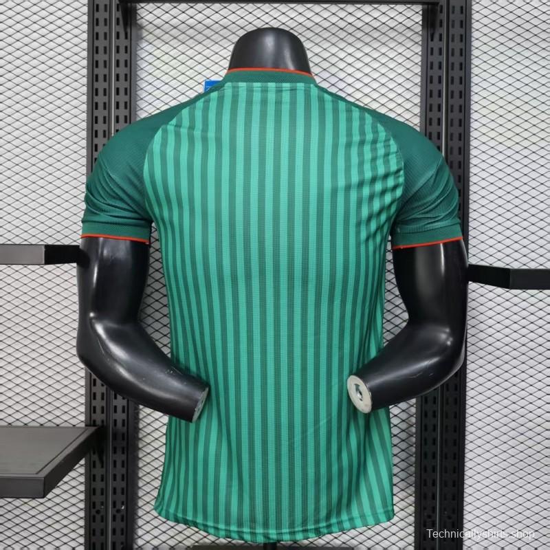 Player Version 2026 Algeria Home Green with Vertical Stripe Pattern Jersey