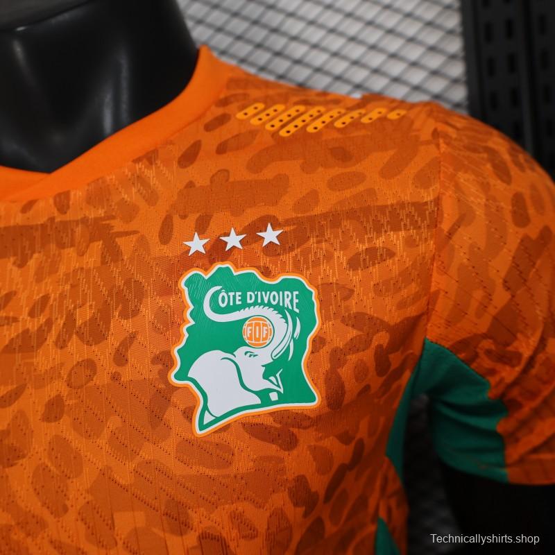 2026 Player Version Ivory Coast Orange with Leopard Pattern Jersey