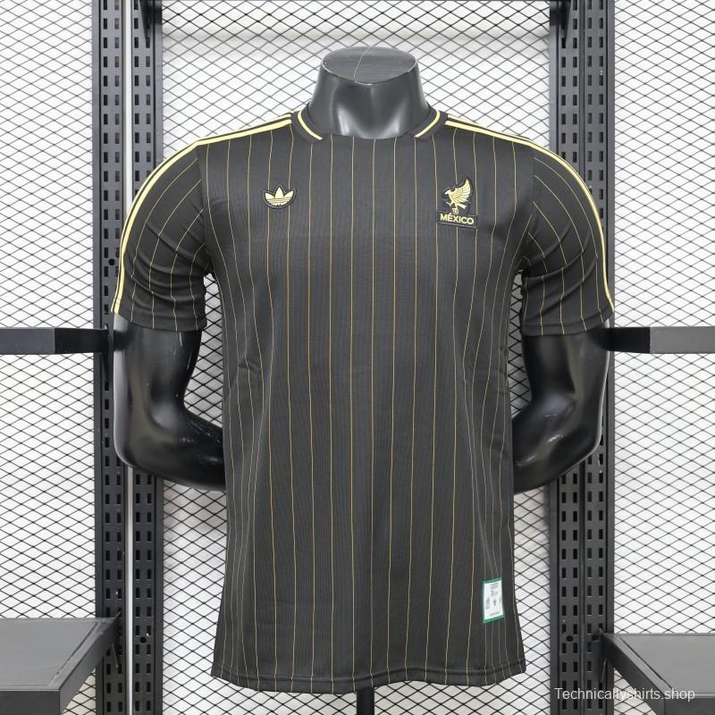 2026 Player Version Mexico Black with Gold Pinstripes Jersey