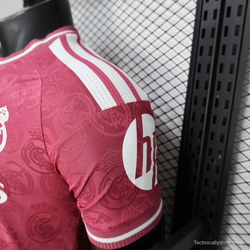 25/26  Player Version Real Madrid Third Dark Pink with all-over embossed crest pattern Jersey
