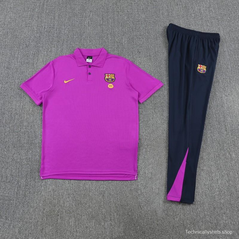 26/27 Barcelona  Purple  Polo Training Shirt + Navy Blue Long Pants Tracksuit