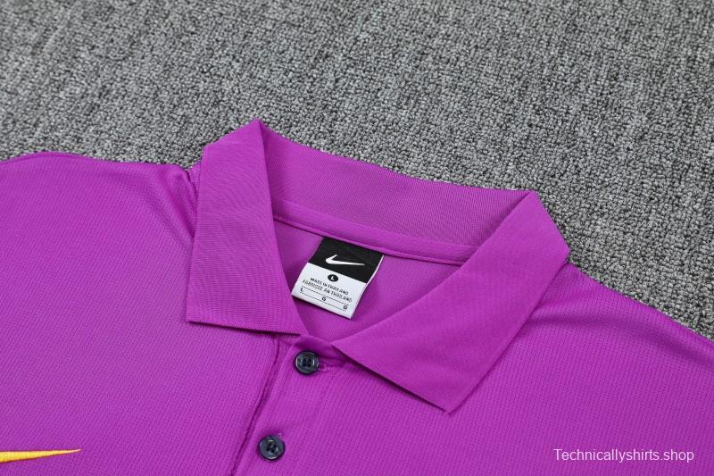 26/27 Barcelona  Purple  Polo Training Shirt + Navy Blue Long Pants Tracksuit