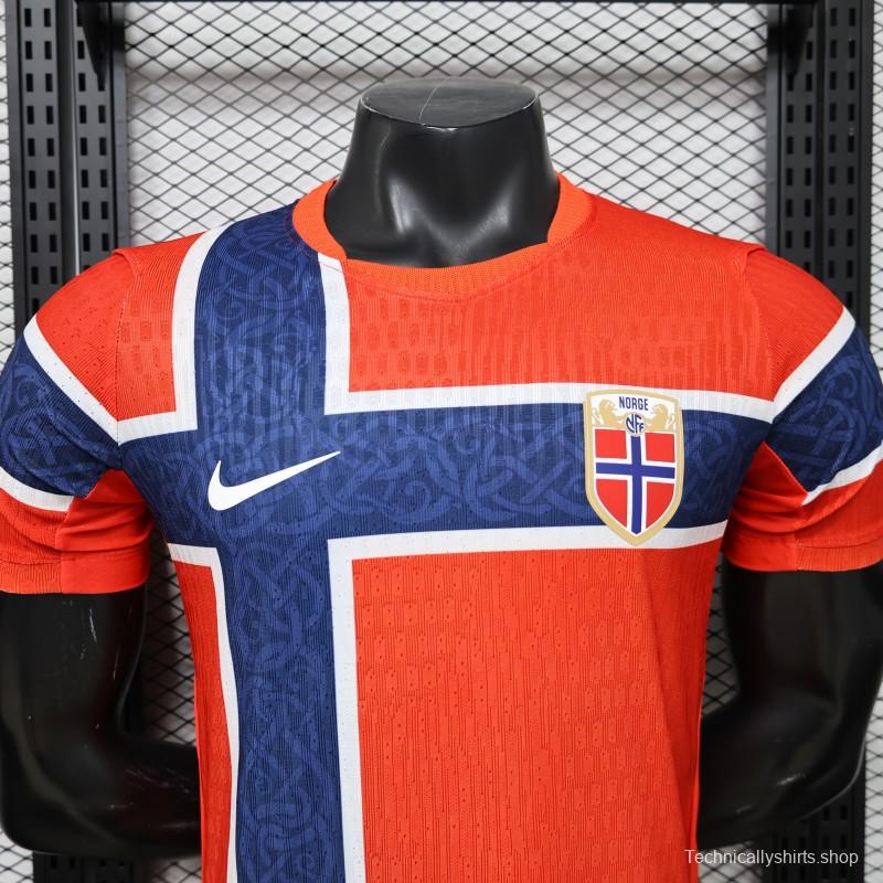Player Version 2026 Norway Red & Blue with Flag Cross Pattern Home Jersey