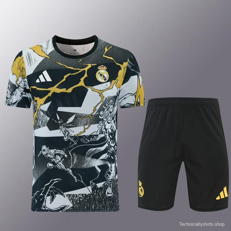 26/27  Real Madrid Black x Marvel  Short Sleeve+Soccer Shorts
