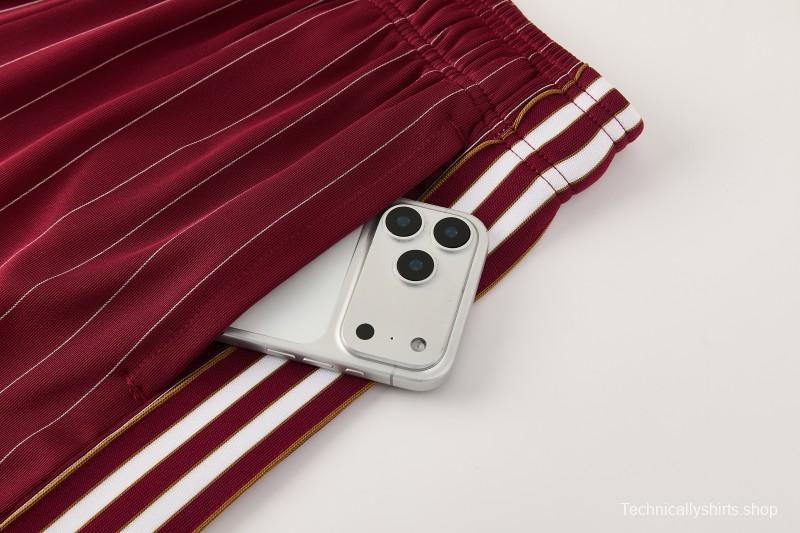 26/27  Arsenal  Maroon Pinstripe Short Sleeve+Soccer Shorts