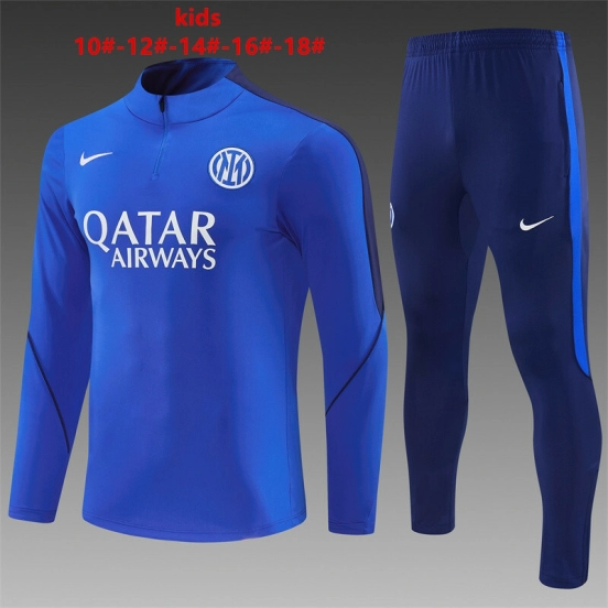2026 Kids  Inter Milan Royal Blue Half  Zipper Jacket Tracksuit + Long Pants (Nike)