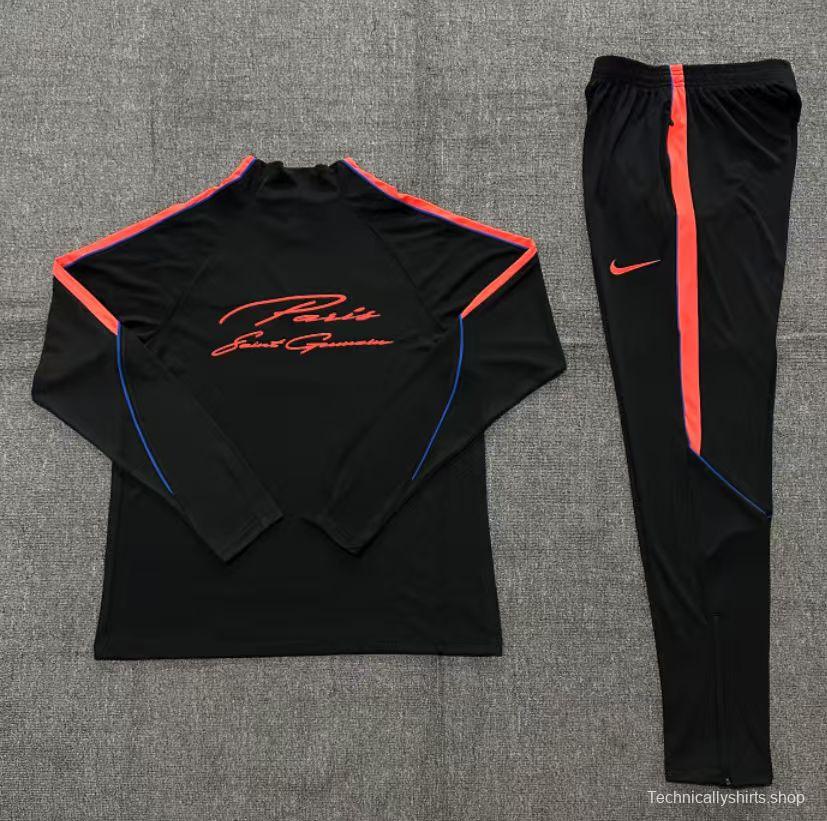 Player Version 26/27 Kids Paris Black Half Zipper Jacket+Long Pants