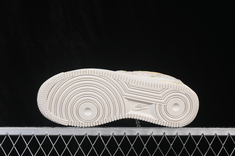 Nike Air Force 1 '07 Low Hand-Painted Doodle Milk Yellow Pearl Spring Whispers Low-Top Casual Skateboarding Shoes - FJ7740-160