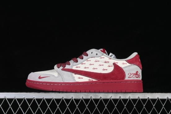Nike Air Jordan 1 Low Year of the Horse Limited Edition Retro Basketball Shoes White Red - JP2026-115