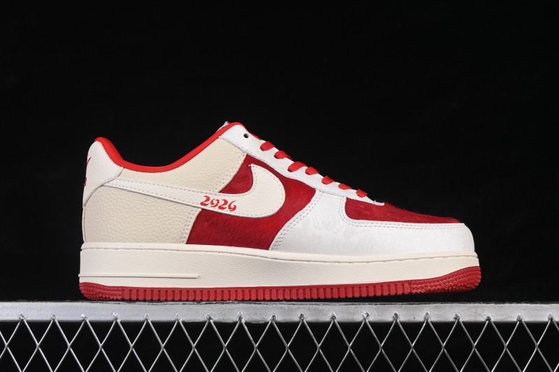 Nike Air Force 1 '07 Low Year of the Horse Limited Edition White Red Horsehair Chinese Style Casual Sneakers - XL1979-145