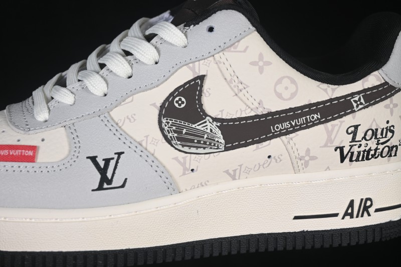 Nike Air Force 1 '07 Low Casual Sneakers in Grey and White with Contrasting Overlays - DF0188-138