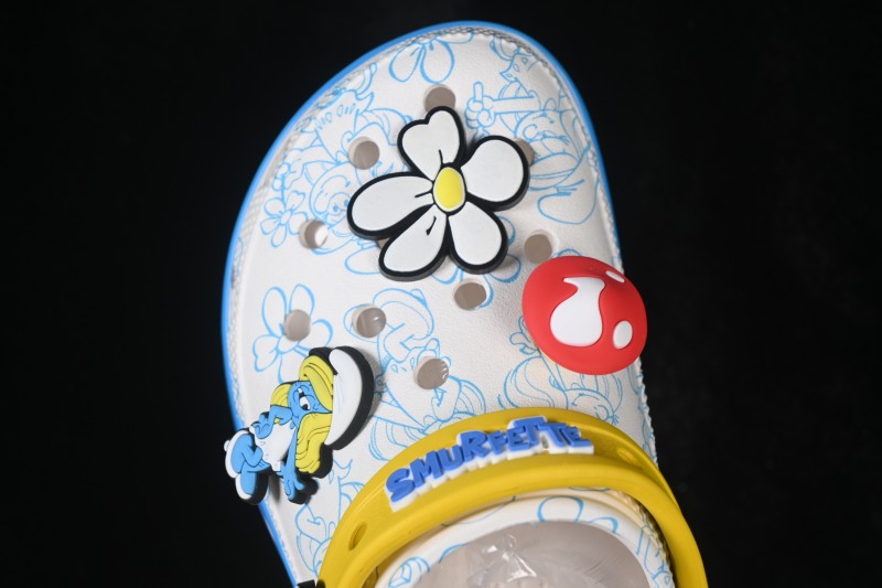 Crocs Smurfs Platform Clog Round-Toe Thick-Sole Clogs - White Blue Yellow