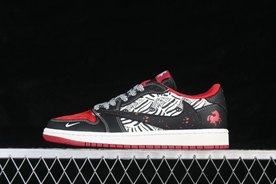 Travis Scott x Fragment Design x Air Jordan 1 Low OG SP Unisex Lifestyle Sneakers with Reverse Swoosh and Premium Leather - DZ2688-109