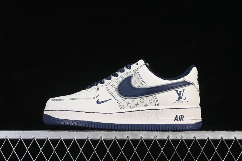 Nike Air Force 1 '07 Low Louis Vuitton Collaboration Deep Blue Classic Monogram Casual Sneakers - HH7518-078