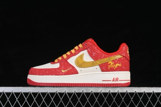Nike Air Force 1 '07 Low Chinese New Year Limited Edition White Red Gold Splatter Low-Top Casual Skateboarding Shoes - DF0188-131