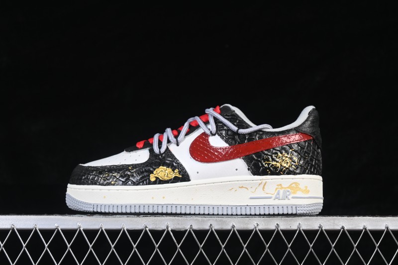 Nike Air Force 1 '07 Low Ink Pattern Fortune Hand-Painted Sneakers with Ma Year National Style Limited Edition - DX2697-111