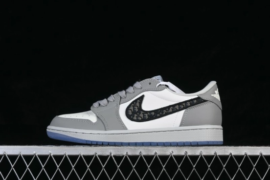 Dior x Air Jordan 1 Low AJ1 Collaboration Grey White Basketball Sneakers - CN8608-002