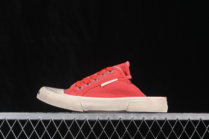 Balenciaga Paris Low Top Lace-Up Half-Slip Distressed Sneakers - W3RC16092