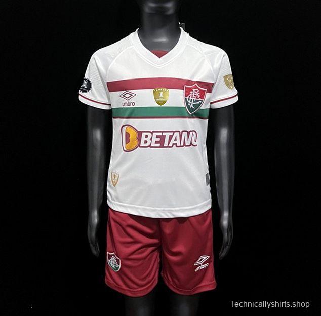 23/24 Kids Fluminense Away Jersey With Full Patch