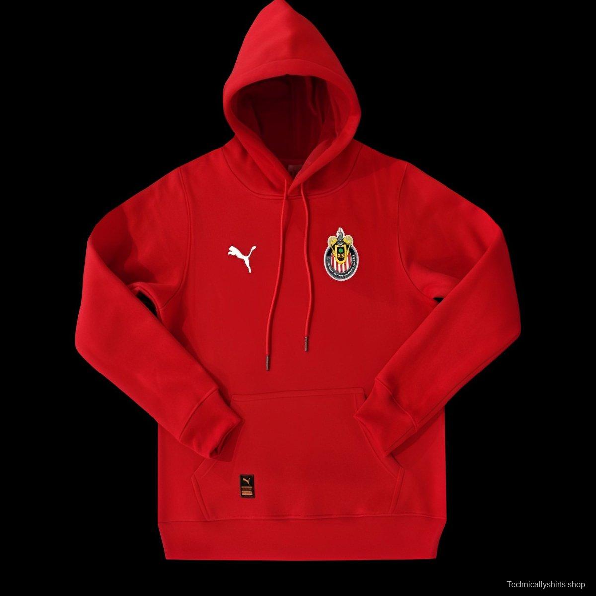 24/25 Chivas Guadalajara Navy/Red/Black/Beige/Grey Hoodie WIth Black Badge