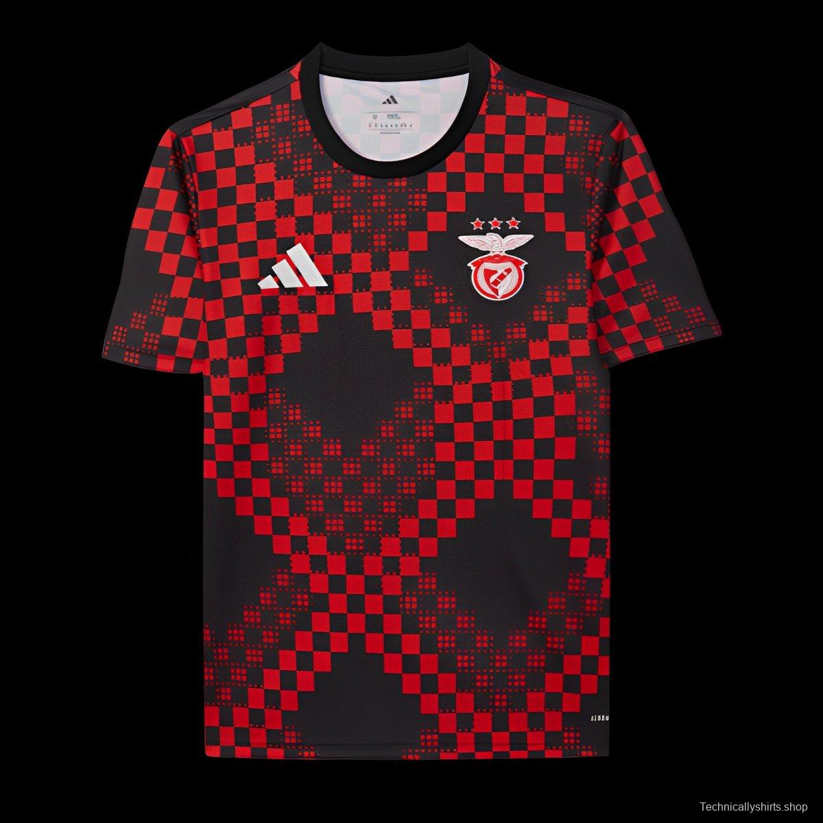 25/26 Benfica Red with Checkered Pattern Pre-Match Jersey