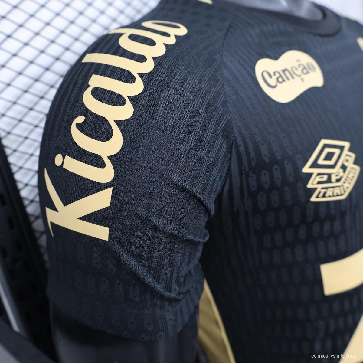 Player Version 25/26 Santos FC Black with Textured Pattern Jersey With Full Sponsors