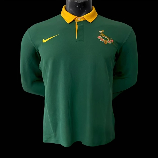 2026 South Africa Green Long Sleeve Polo Rugby Jersey
