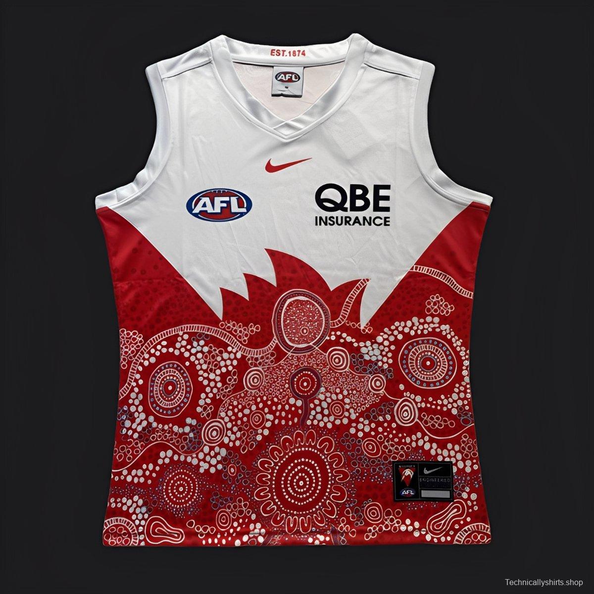 25/26 Sydney Swans White with Red Aboriginal Art Jersey