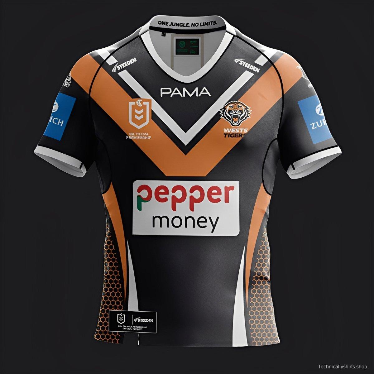 25/26 Wests Tigers Black with Orange Chevron Jersey